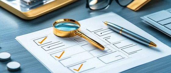 Wall Mural - checklist document, quality control process.