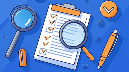 Wall Mural - checklist document, quality control process.