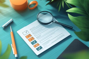 Wall Mural - checklist document, quality control process.