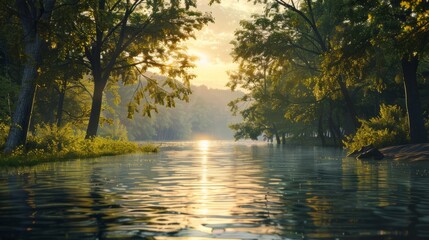 Wall Mural - river between trees on daytime