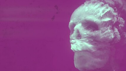 Fototapete - 3d rendering animation of a human skull formed by swirling blue smoke 4K