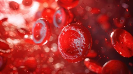 Poster - Picture of red blood cells flowing through a vein