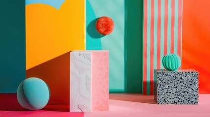 Poster - A collection of vibrant items arranged on a bright pink background