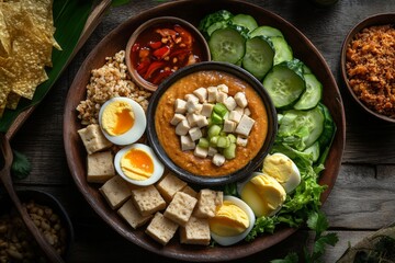 Wall Mural - Javanese Gado-Gado, A Central Javanese variant that often includes a sweeter and less spicy peanut sauce.