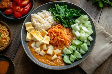 Wall Mural - Surabaya Gado-Gado, A variant from Surabaya with a slightly different peanut sauce that includes petis udang (fermented shrimp paste) for added depth.