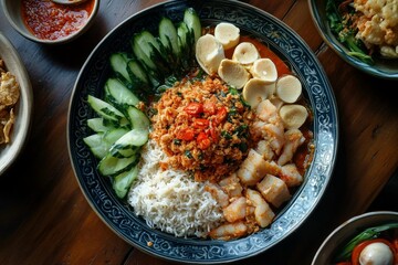 Wall Mural - Surabaya Gado-Gado, A variant from Surabaya with a slightly different peanut sauce that includes petis udang (fermented shrimp paste) for added depth.