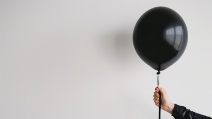 person holding black balloon decal