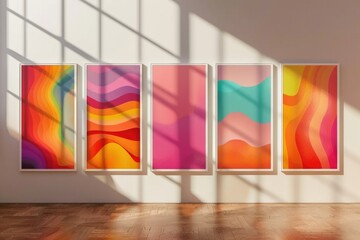 Aufkleber - A room with three paintings hanging on the wall