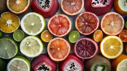 Wall Mural - variety of sliced fruits