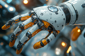 Aufkleber - a roboticist programming a robotic arm, perfecting its movements. concept of robotics and artificial