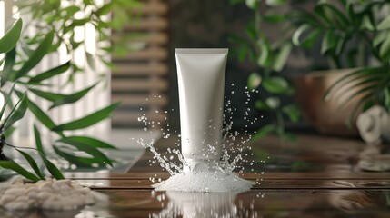 Poster - A tube of toothpaste sitting on a table, ready for use