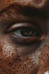 Poster - A detailed look at an individual's eye featuring freckles