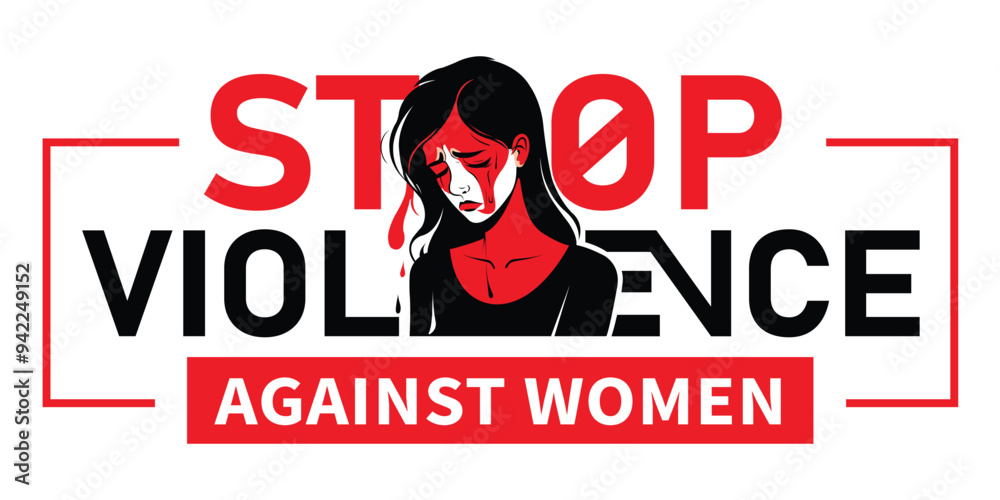 เวกเตอร์ Stock Stop Violence against women banner Vector illustration ...