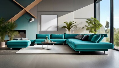 Sticker - modern living room with sofa