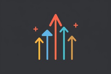 Poster - Three arrows pointing up on a black background, perfect for representing growth or progress