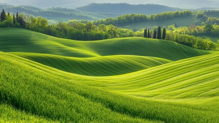 spring landscape in tuscany rolling hills and lush green meadows of italy s countryside