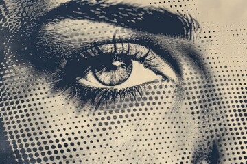 Sticker - A close-up shot of a woman's eye in monochrome, with no distractions