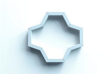 Poster - A white hexagon shaped object sits on a white surface, ideal for use in abstract designs or as a focal point in a minimalist setting