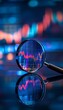 © Mikhail Vorobev - Magnifying glass on upward graph symbolizing business growth and stock market development