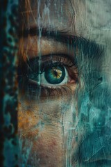 Poster - A detailed view of an eye with distinct features and facial expression