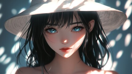 Wall Mural - anime girl wearing hat