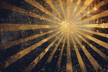 Poster - A golden sunburst shining brightly against a dark black backdrop