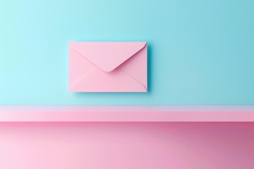 Aufkleber - A pink envelope rests on the edge of a shelf, awaiting attention
