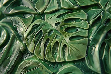 Poster - A close-up shot of a green plant with water droplets glistening on its leaves