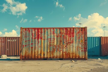 Poster - A worn-out container sits idle in a parking area, awaiting its next use