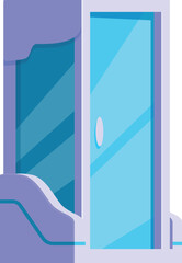 Poster - Futuristic glass door opening to the future, allowing access to new opportunities and possibilities