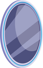 Poster - round futuristic mirror with blue neon light glowing on white background