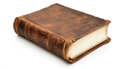 This is a close-up image of a blank brown book cover isolated on a white background.