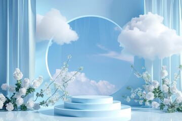 Aufkleber - A simple round mirror sitting on top of a table