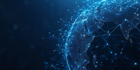 Poster - This abstract globe features glowing lines and colorful dots, symbolizing the digital connectivity and advanced network technology that shape our modern world and communication systems