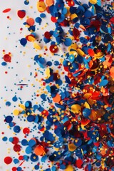 Poster - A pile of colorful confetti sprinkles on a white surface, great for parties and celebrations