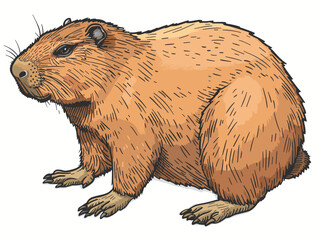 Wall Mural - Cute beaver isolated on a white background. Vector illustration.