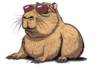 Poster - Cute hamster in sunglasses. Vector illustration of a rodent.