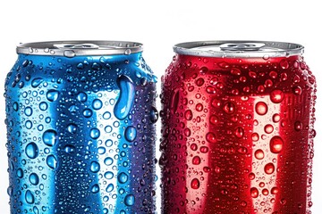 Poster - Two soda cans placed together, empty or full, suitable for still life photography or illustration