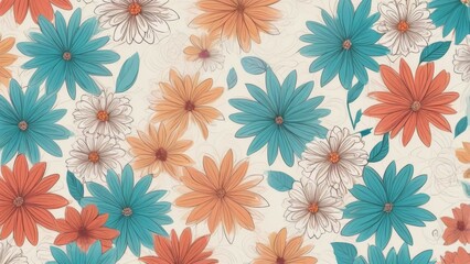 Canvas Print - seamless pattern with flowers background