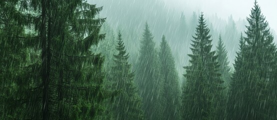 Stock photo of an aerial view of a forest of old spruce, fir and pine trees.