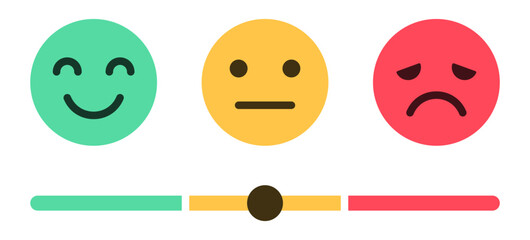 feedback emoji. emoticons set , rating scale of customer satisfaction rating with 3 levels ; good, medium, bad or happy smile, neutral, error x emojis - smiley icon set. vector illustration