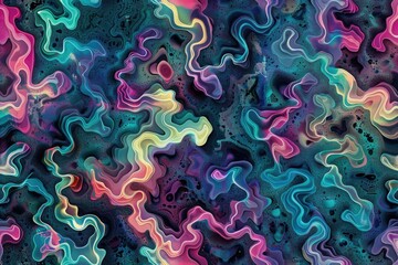 Poster - Colorful abstract art on a black background with vibrant colors and shapes