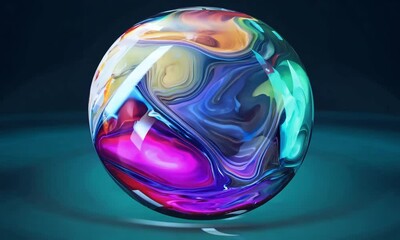 Poster - A mesmerizing whirlwind of colors captured in a vibrant sphere showcasing swirling patterns that resemble cosmic phenomena. Generative AI