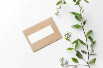 Aufkleber - A card with a blank paper on top of a plant, suitable for invitations, greetings or inspiration