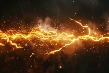Poster - Close-up shot of fire and sparks on a dark background