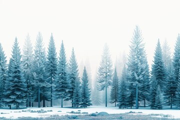 Poster - Group of trees standing tall in snowy landscape