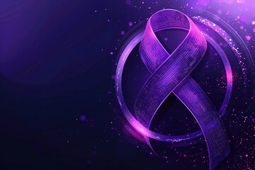 Poster - A simple yet striking image of a purple ribbon on a black background, perfect for adding a pop of color to your design or project