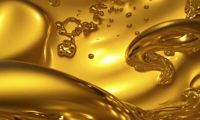 Poster - Golden swirls and flowing textures come to life in a mesmerizing display of liquid movement and luminous reflections. Generative AI