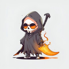 Wall Mural - Grim Reaper with Fiery Sword