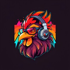 Poster - Cool Rooster with Headphones